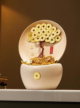 发财摇钱树玄关招财摆件新中式客厅电视柜酒柜摆设办公室好物装饰