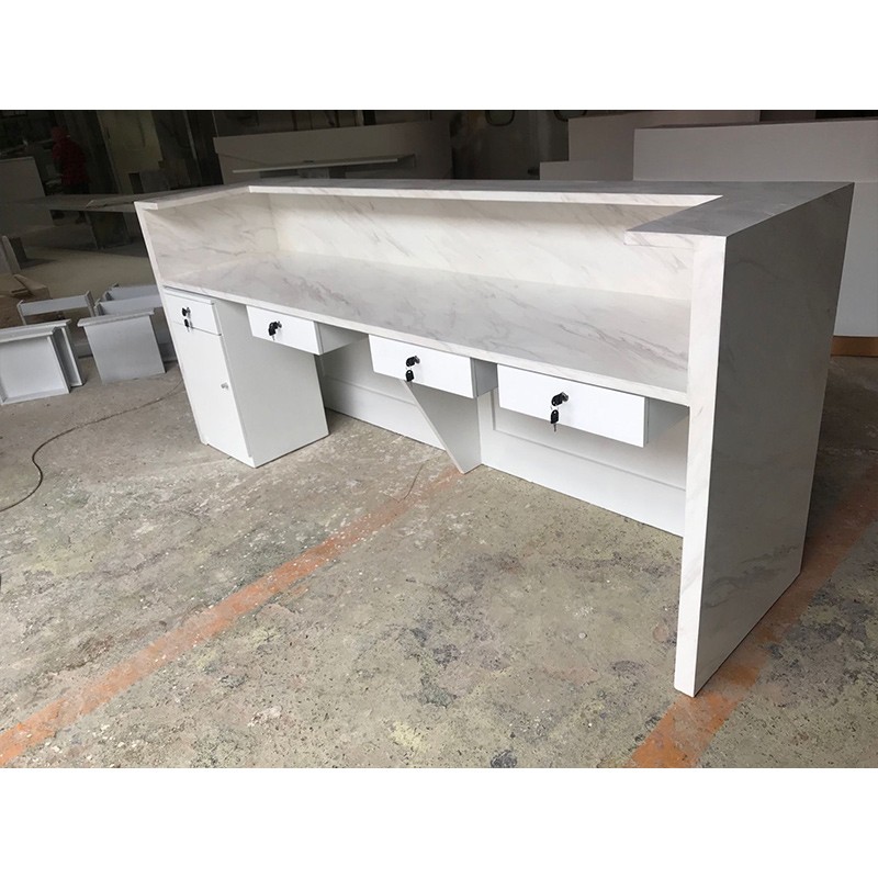 前台接待台收银台吧n台公司大理石纹烤漆大厅迎宾台咨询台服务台