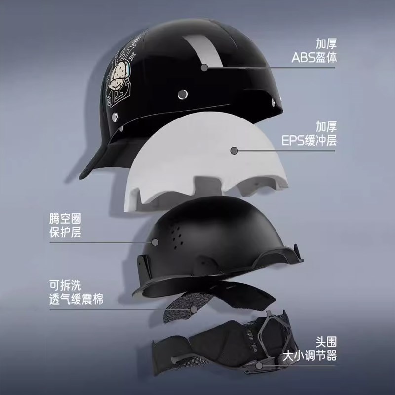 鸭舌棒球帽夏季头盔3C认证电动车四H季通用安全帽新国标半盔新款