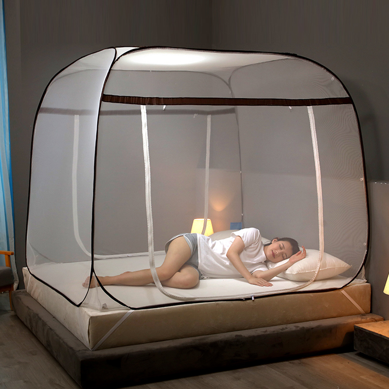 新款可折叠家用蚊帐免安装蒙古包便携式方便拆洗L拉链1.51.8m床2
