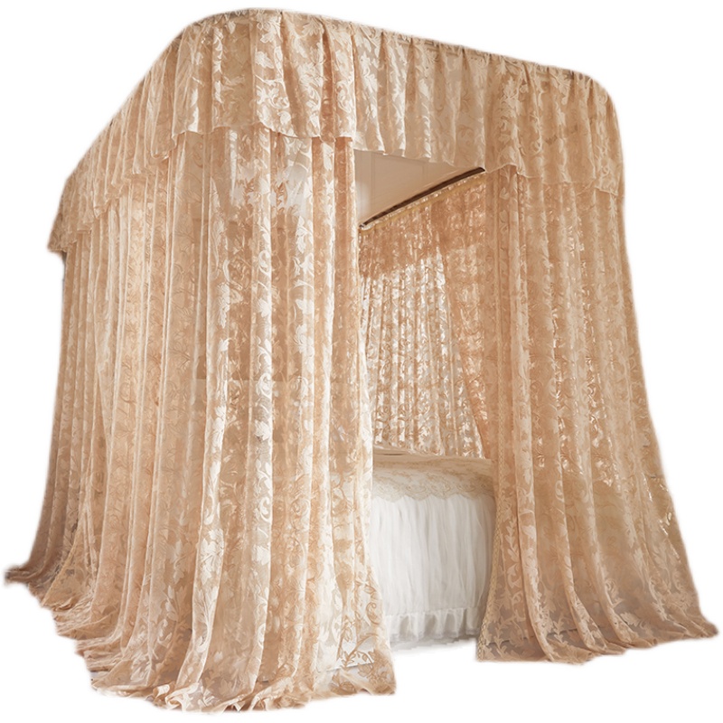 新型导轨U型蚊帐三开门加密u卧室1.8驱蚊不锈钢轨道铝合金加厚支