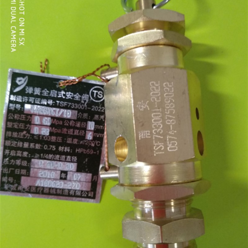 宁波甬安YA28X6T/10全启式安全阀0.28MPa山东新华立式灭菌器配件