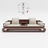 木艺人新中式 罗汉床黑胡桃实木复古榫卯简约禅意家具客厅沙发床榻