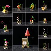 酒店摆盘刺身盘饰点缀装 摆件小屏风 饰花草点缀酒店刺身摆盘菜盘式