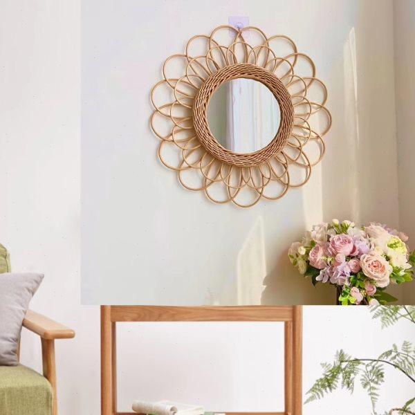 藤编梳妆化妆镜壁饰墙面艺术挂件装饰镜客厅玄关挂饰田园民宿镜子,家居饰品,其他工艺饰品,淘宝优惠券,粉丝福利购,淘宝优惠卷