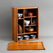 茶具防尘柜飘窗茶柜茶室茶空间展示架全竹仿古茶杯架子茶壶收纳柜