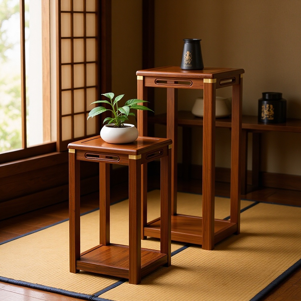 实木花台架子中式客厅室内阳台展示架胡桃木置物架落地式花盆