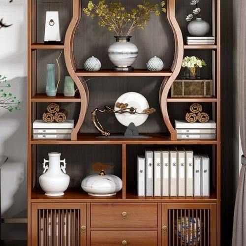 博古架实木中式茶柜茶架子置物架茶叶架展示柜隔断紫砂壶摆放架40