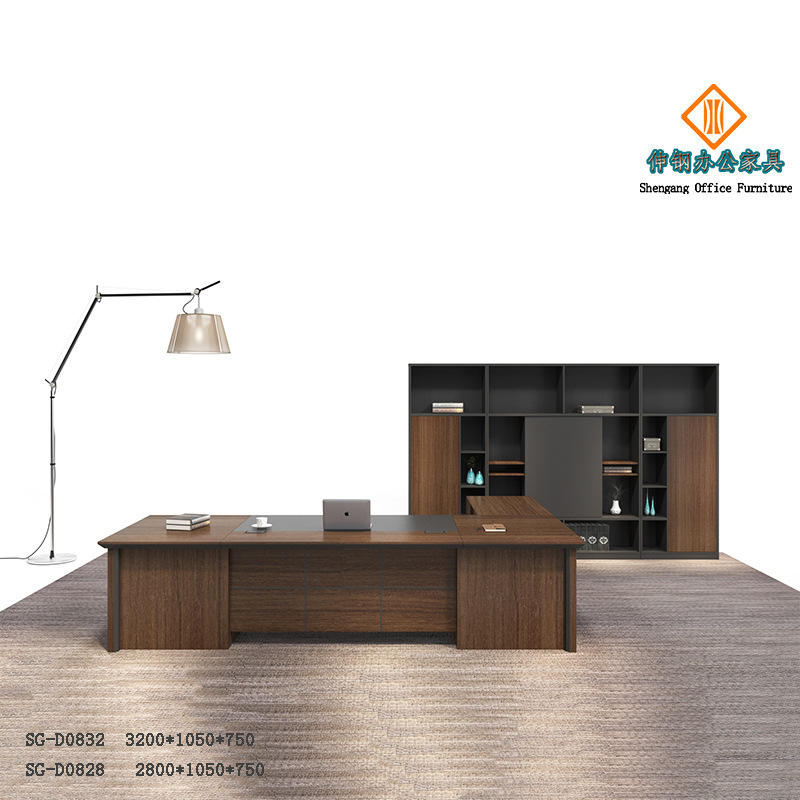 时尚老板办公桌直边中式班台板式现代简约电脑东莞伸钢家具