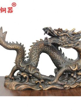 宇卓铜器纯铜回头龙黄铜龙家居铜工艺品铜龙八龙组摆件