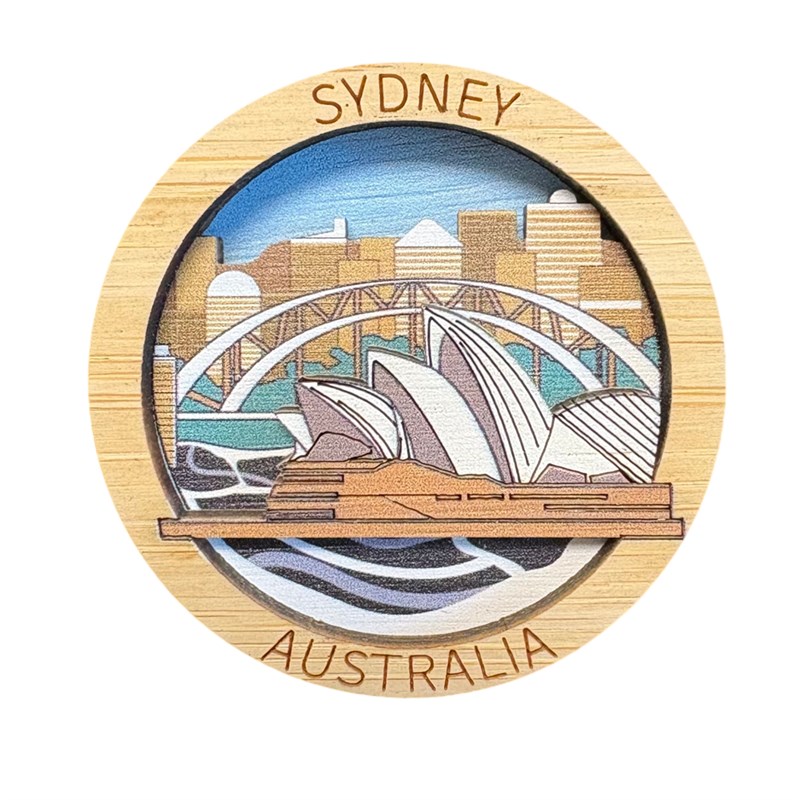 澳大利亚悉尼歌剧院冰箱贴 原木手工雕刻 复古文创立体质感小礼品