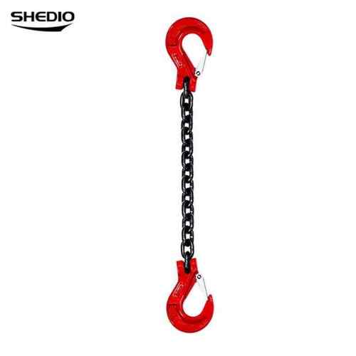 晟雕定做G80锰钢起重链条吊索具起重吊具1吨1腿1米两头配羊角钩款