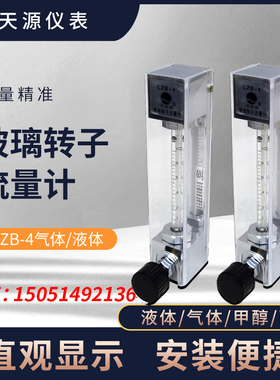 天目湖 溧阳天源仪表玻璃转子流量计LZB-4 H2O气体液体浮子流量计