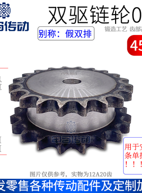 假双排链轮双驱链轮4分08A40B45钢单排链条进口大牌平替节距12.7