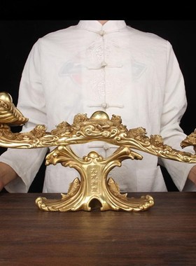 黄铜如意摆件铜如意把件龙凤如意摆件 铜九龙如意摆件 铜大象如意