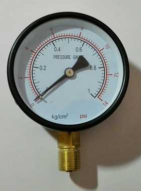 压力表pressure gauge 0~1kg/cm2 0-14psi y-100 表盘直径100mm
