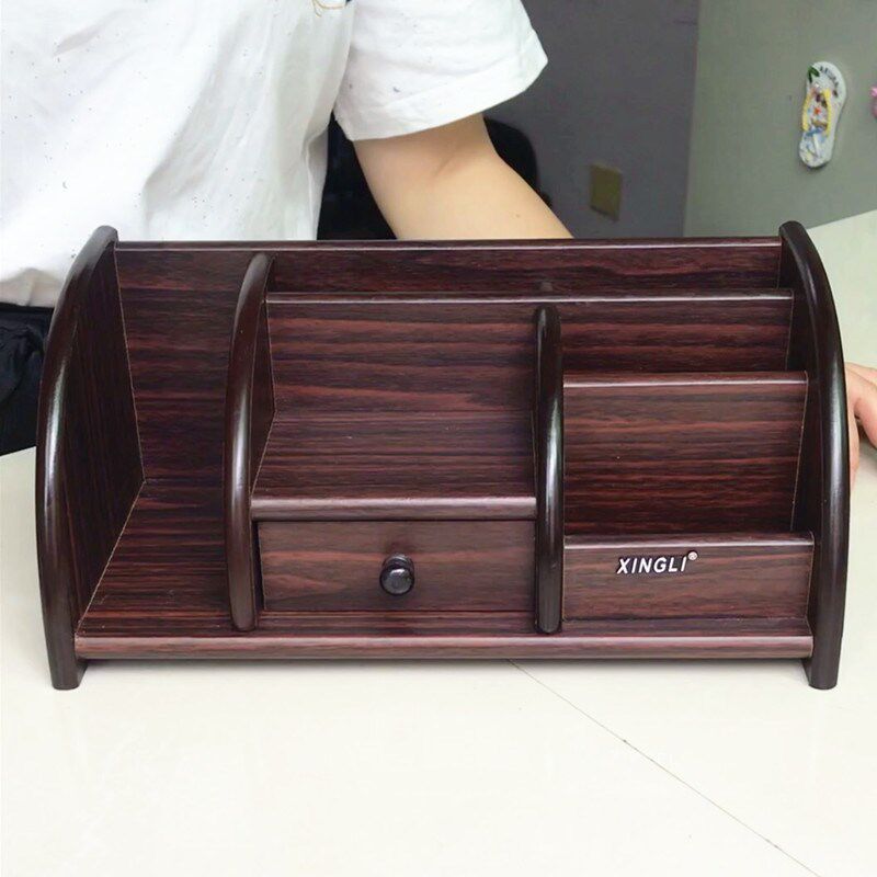 创意客厅手机置物架茶几桌面遥控器木质办公桌多功能欧式收纳盒