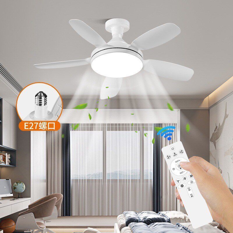 E27螺口吊扇灯大风力led大号遥控吊扇灯静音饭厅卧室简约