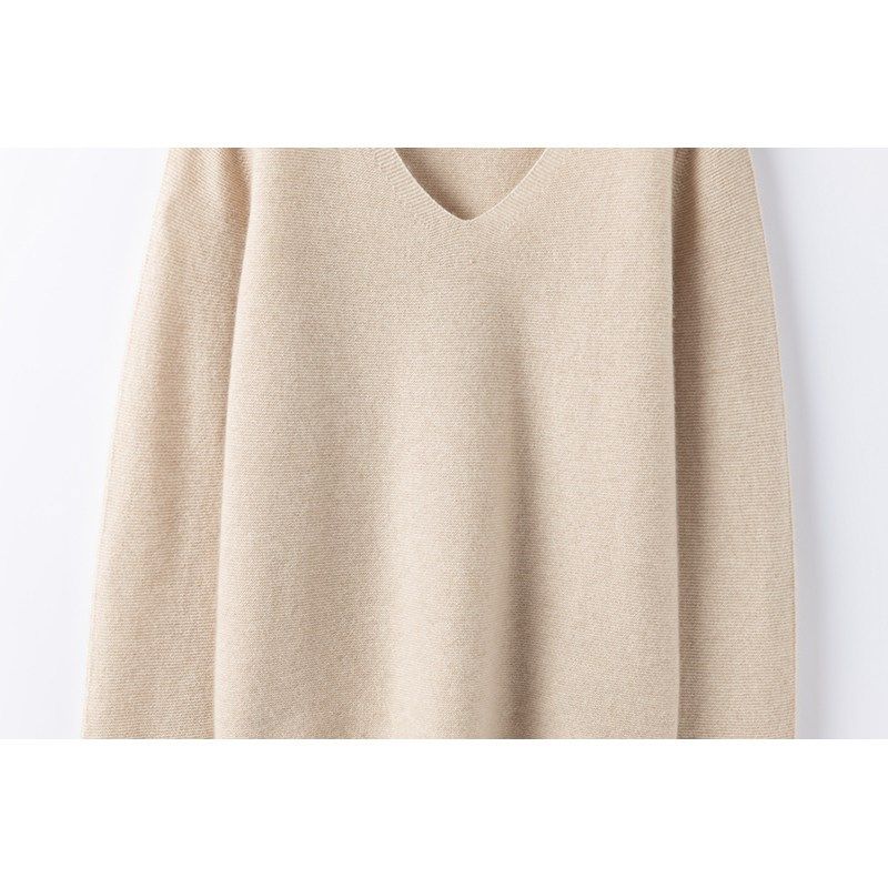 无可取代!V领山羊绒衫100%纯羊绒女毛衣套头针织打底衫秋冬内搭