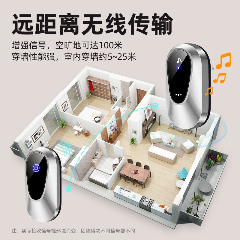 家用无线门铃开关防雨防水超远距离老人智能呼叫器呼救器入户电铃