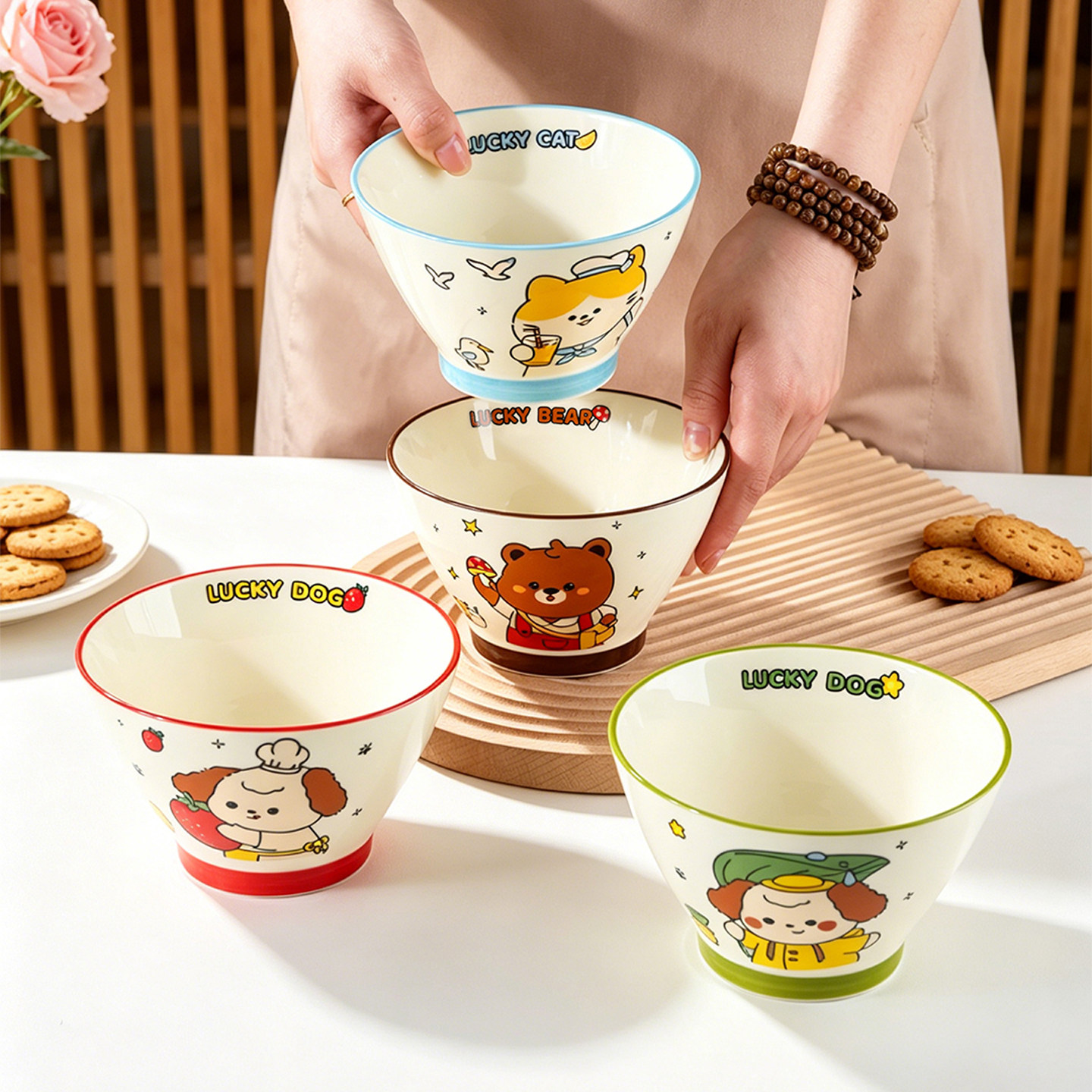 可爱斗笠饭碗家用2026新款陶瓷餐具特别好看的米饭碗个人专用碗具图片