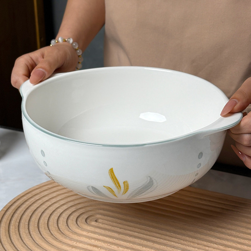 福星景德双耳陶瓷汤碗家用高级感盛汤大号大容量汤盆酸菜鱼大盆碗