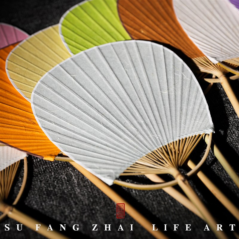 空白宣纸团扇中式古典宣纸竹蒲扇芭蕉海棠扇手工彩色.团扇圆扇子
