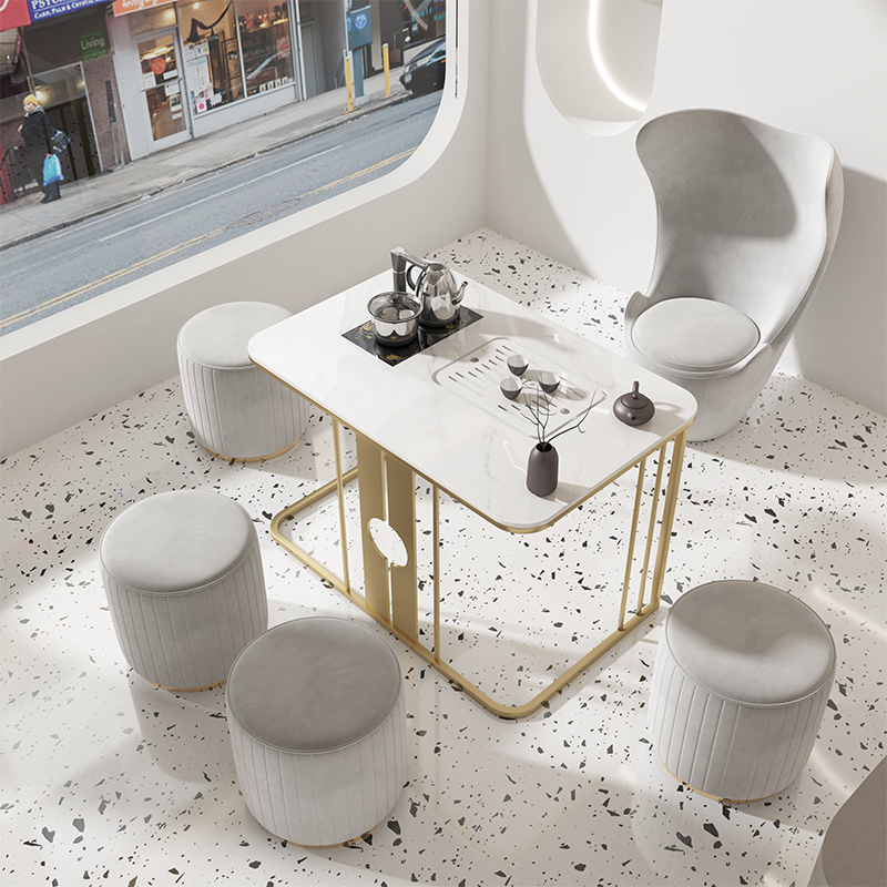 轻奢小户型e阳台茶桌岩板小茶台办公室泡茶桌椅组合一体客厅家商