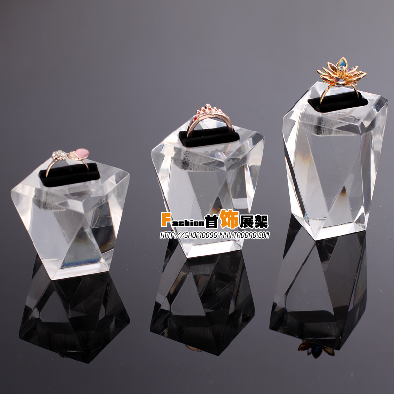 进口有机玻璃展示l道具 戒指架 戒指座 摆件 菱形戒指三件套
