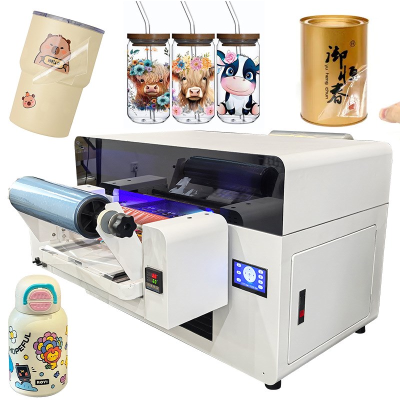 数码印刷uv平板打印机小型4050板材卷材一体打印亚克力浮雕圆柱体