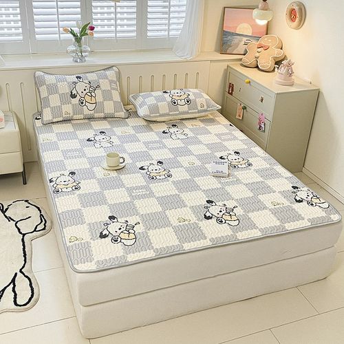 夏季卡通小清新a类母婴级乳胶凉席三件套冰丝席子可折叠机洗软席