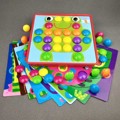 宝宝早教大颗粒蘑菇钉组合儿童益智拼图幼儿园拼插玩具1-2-3-6岁