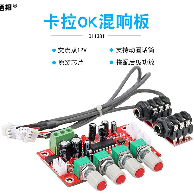 PT2399卡拉OK话筒放大板K歌混响板DIY动圈式麦克风放大板AC双12V