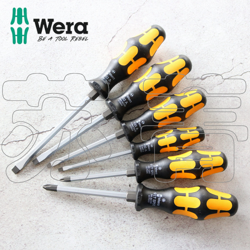 德国Wera维拉 932/6 Kraftform 敲击螺丝刀6件套  带刀架