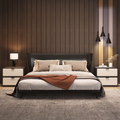 实木床头柜小型黑色轻奢高级感简约现代奶油风卧室家用床边储物柜