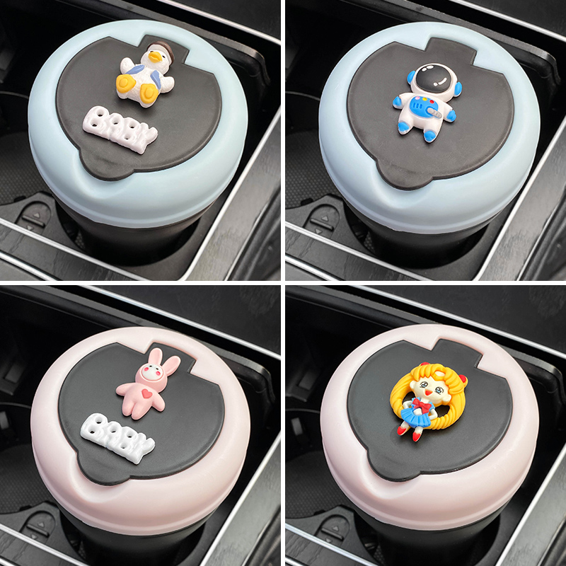 车载垃圾桶汽车h内用可爱女生车上前座主M驾驶水杯架圆形置物收纳