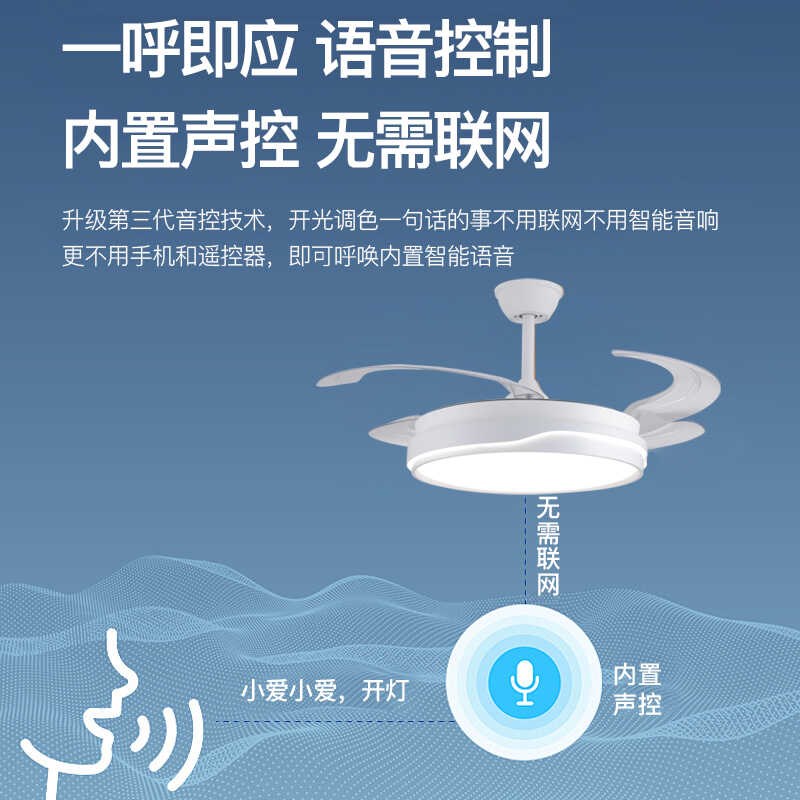 餐厅吊灯隐形风扇灯2o024新款吊扇灯吸顶家用客厅餐厅卧室电扇吊