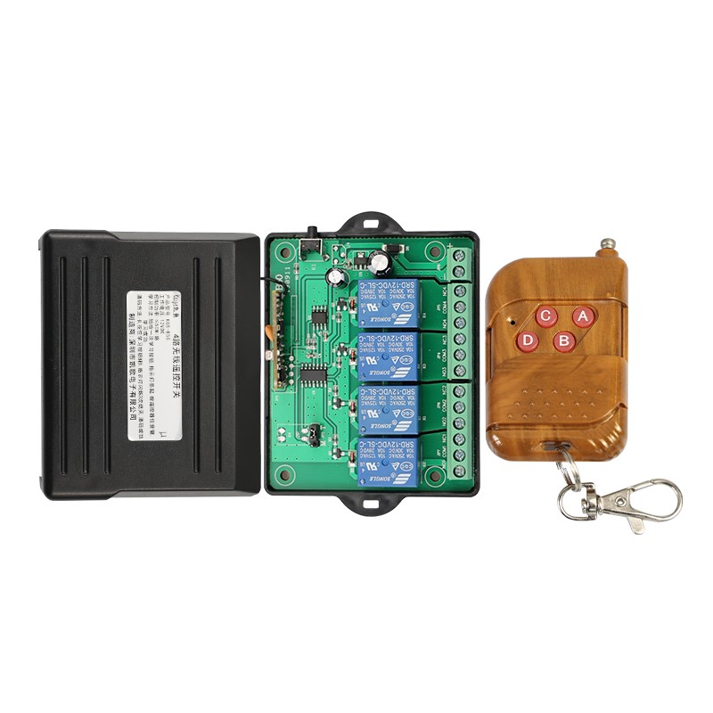 无线遥控开关12V24V四路摆闸遥控器模块4000米远程继电道闸控制器