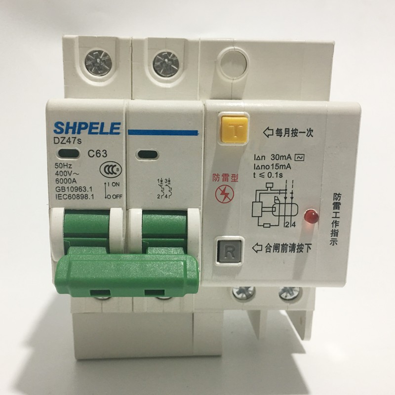 DZ47LE-2P 63A家用微断空气开关漏电断路器漏保漏电防雷带指示灯