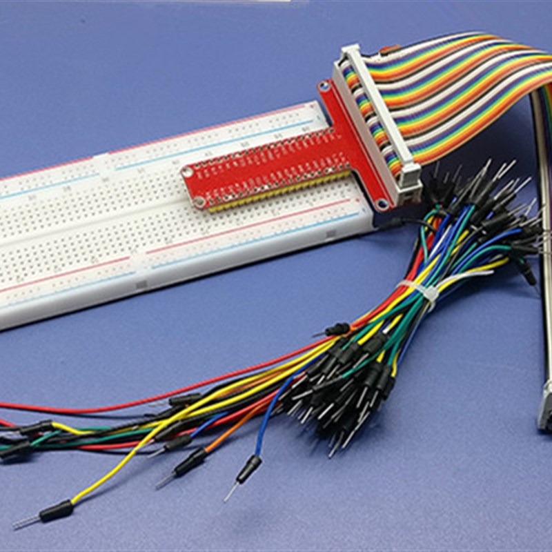 树莓派4B/3B+GPIO扩展板+彩虹40P排线 线+面 面包板65根跳线 线DI