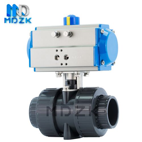 气动塑料球阀dn20 25 40 32 50活接C UPVC执行器耐酸碱pp热熔pvc