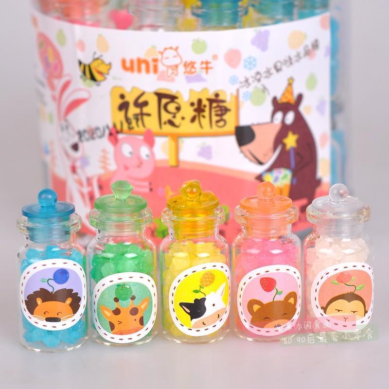 D正品许愿漂流玻璃瓶星星水晶糖果混合水果味儿时怀旧休闲小零食