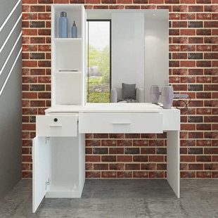 美发店发廊镜台一体桌子影楼美容化妆桌理发桌吹风机收纳桌