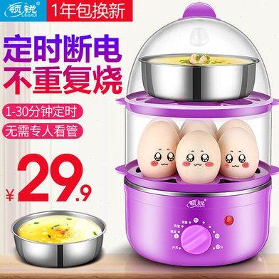 领锐 定时双层煮蛋器自动断电不锈钢小型早餐机智能迷你蒸蛋器