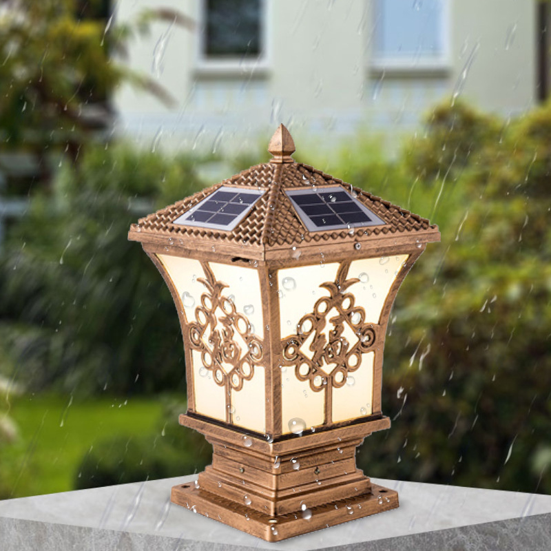 太阳能柱头灯户外欧式庭院灯围墙灯大门柱子别墅墙头灯户外景观灯