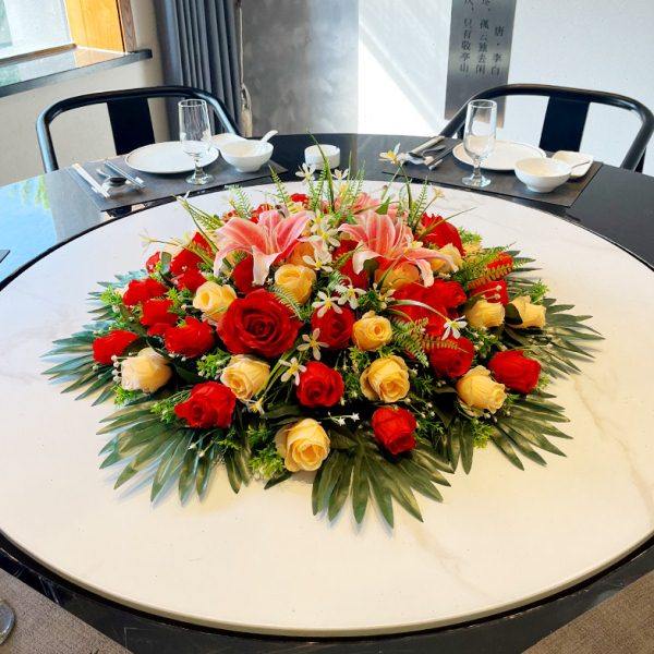 饭店餐桌花绢花圆桌装饰花餐桌摆台花圆桌花艺酒店大圆桌中间摆花,家居饰品,餐桌花艺,淘宝优惠券,粉丝福利购,淘宝优惠卷