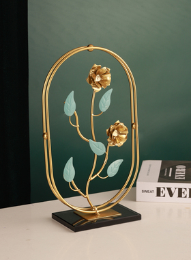 创意铁艺荷花摆件客厅玄关酒柜装饰小摆设银杏叶高档轻奢家居饰品