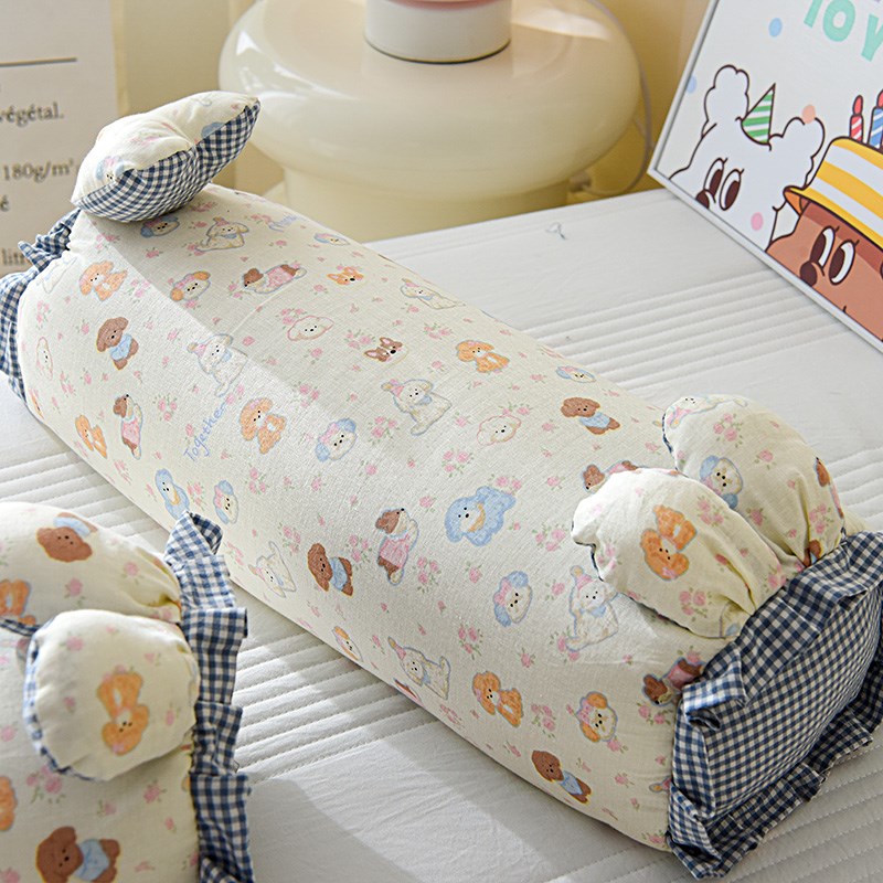 可爱兔耳朵全荞麦枕头护颈椎助睡眠学生宿舍圆枕颈椎病牵引枕