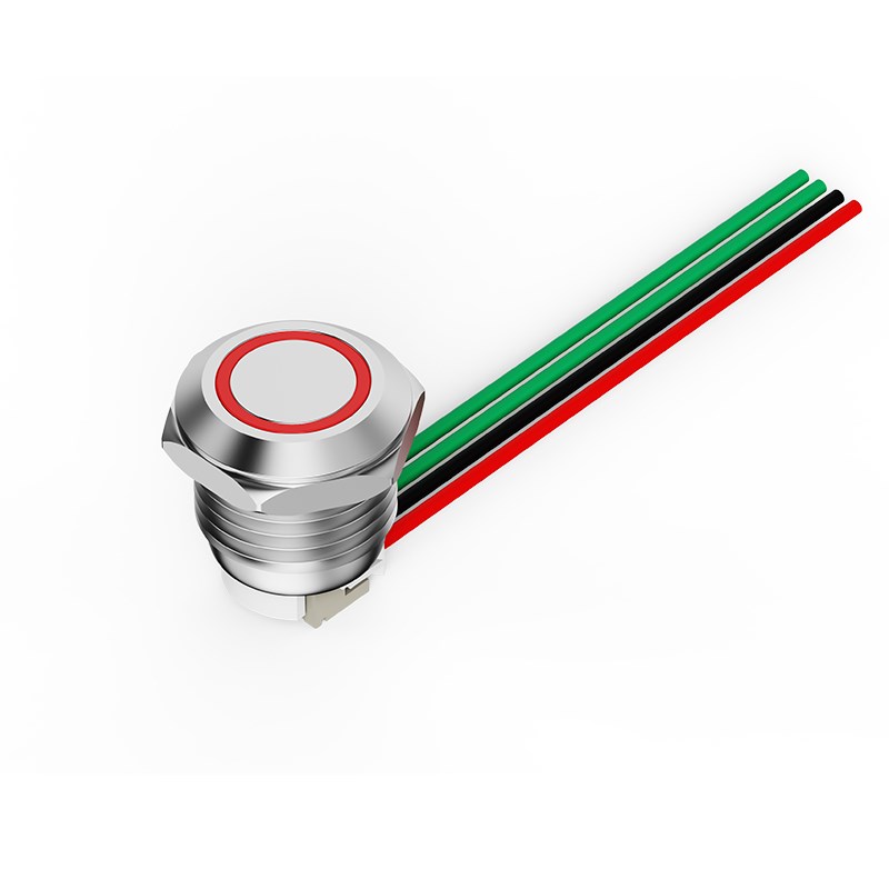 12/16MhM超短自复位带线超薄款带灯轻触点动金属按钮开关