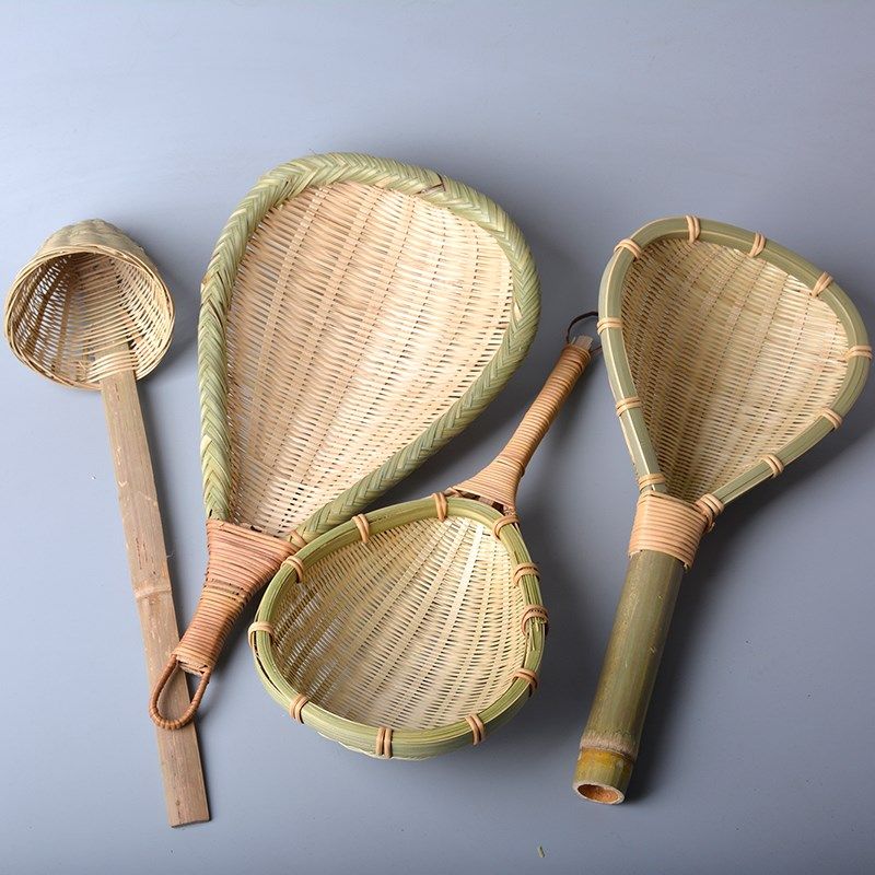 竹制品竹编漏勺网漏捞漏过滤勺油炸竹网勺捞面条捞勺麻辣烫滤网勺